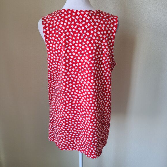 D&Co Star Tank Top Tunic Size Medium Red White Sleeveless Patriotic‎ USA Stretch - Picture 4 of 7